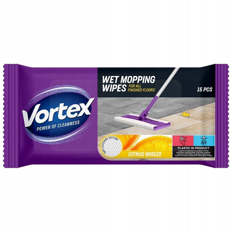 MOP WIPES VORTEXWET CITRUS BREEZE 15PCS