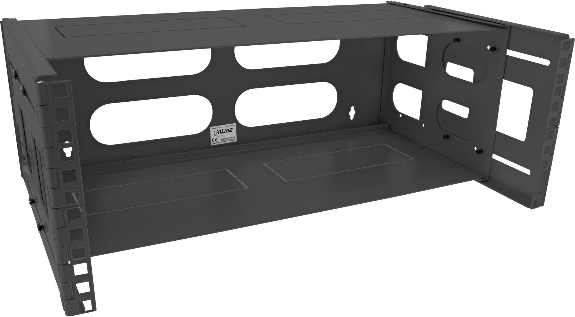 InLine InLine® 19" foldable rack, 4U, 24-40cm depth, with cover, black