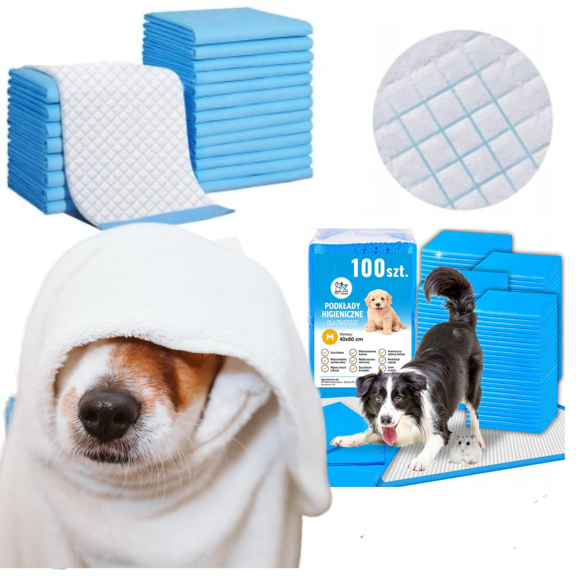 PODKŁADY DLA PSÓW Higieniczne Maty Dla Psa Do Sikania Zwierząt 40x60 100szt