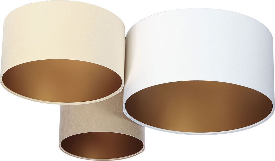 Lampa sufitowa Lumes Biało-beżowy plafon ze złotym wnętrzem abażura - EXX35-Prilo