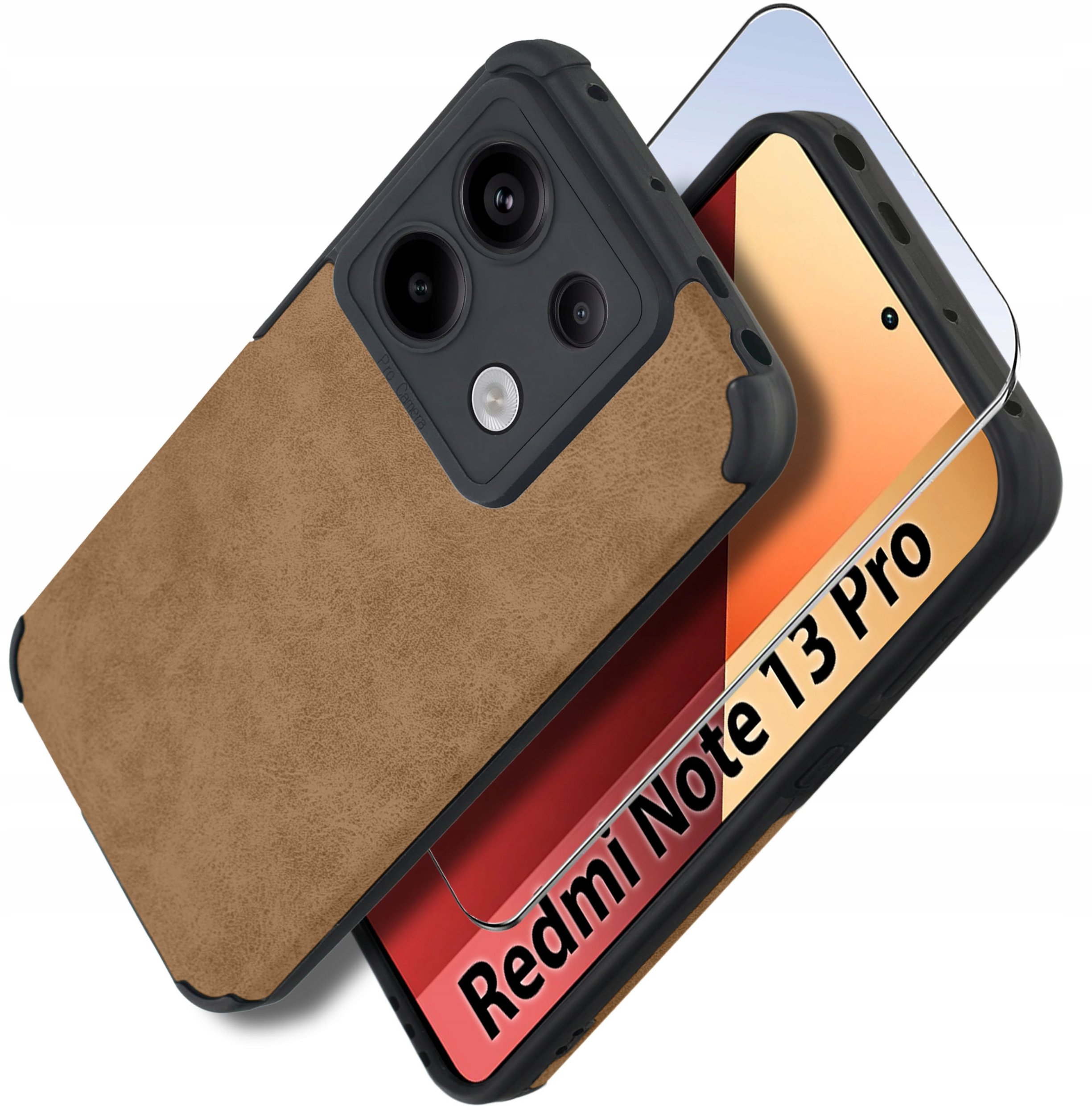 Etui do Xiaomi Redmi Note 13 Pro 4G silikonowe SKÓRZANE VINTAGE + Szkło 9H