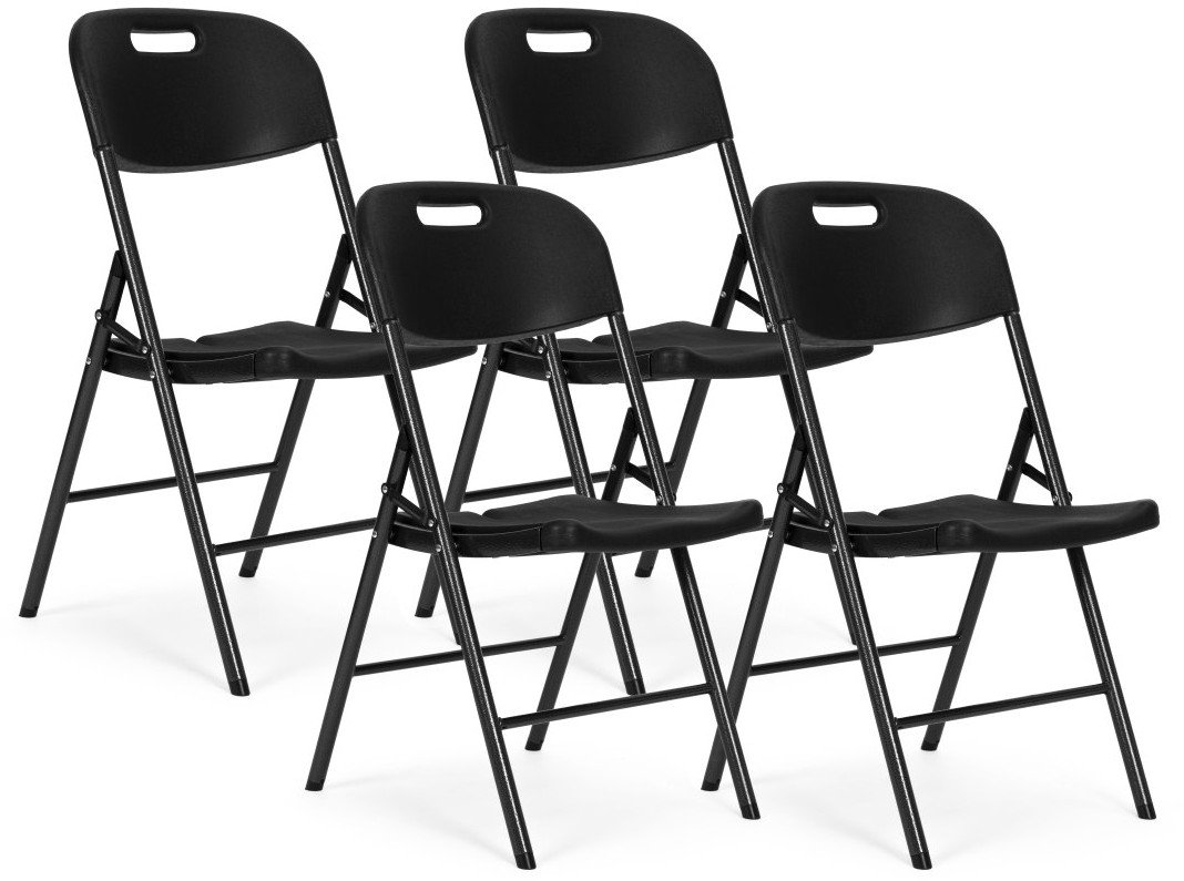 Komplet cateringowy stół 4 krzesła zestaw mebli składane HDPE czarny MultiGarden