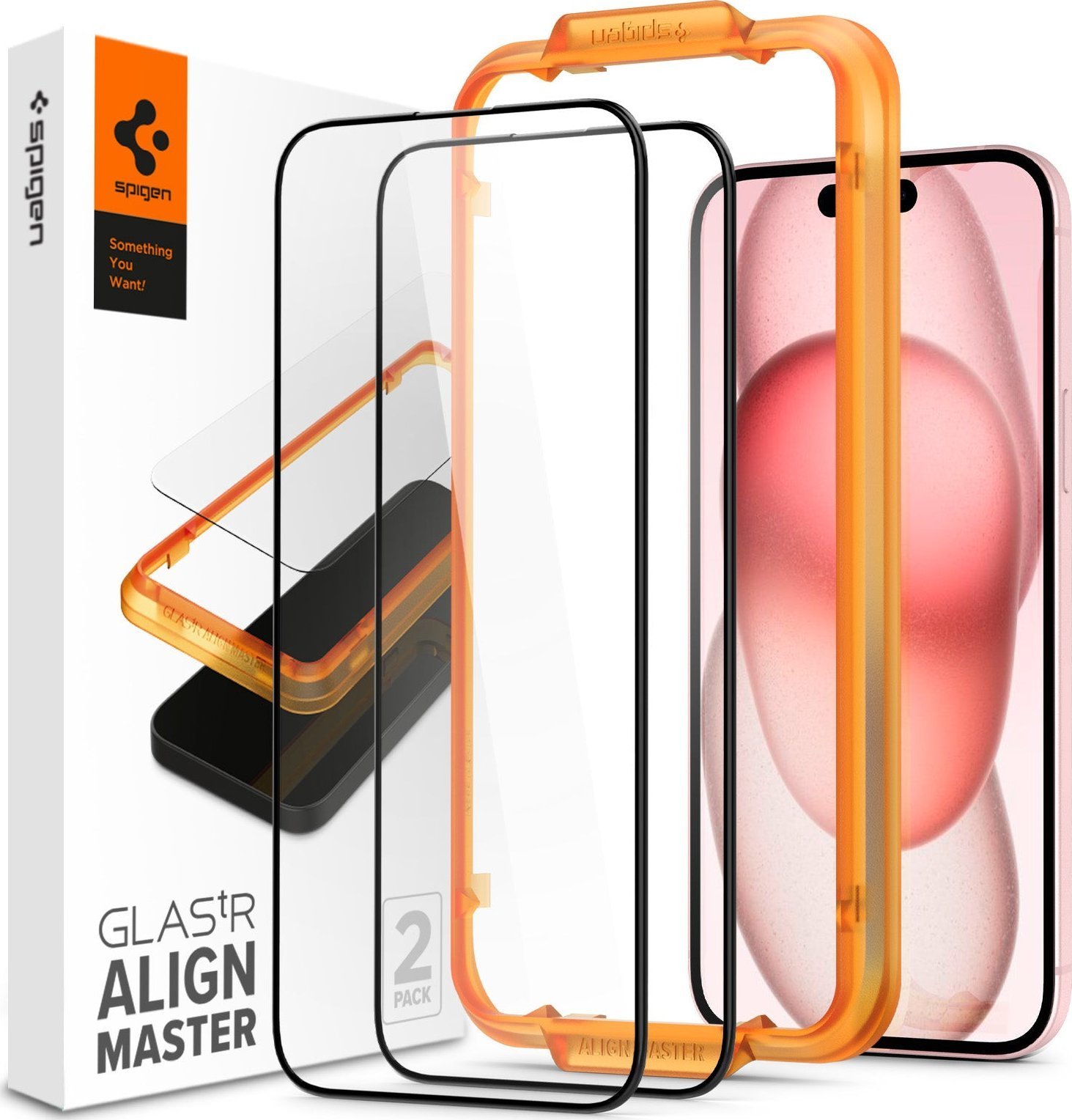Spigen Spigen Glass tR AlignMaster 2 Pack, FC Black - iPhone 15 Plus