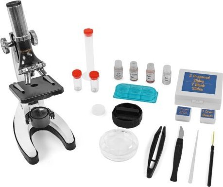 Mikroskop Omegon MonoView 1200x, Zestaw walizka i preparaty