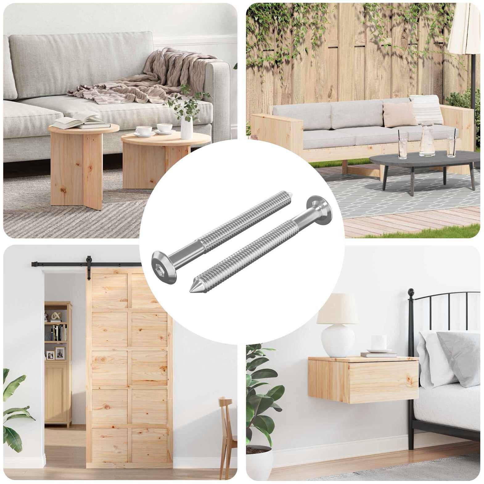 vidaXL Śruby meblowe 2 pcs srebrny M6 x 60 mm Stal