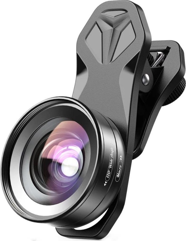 Apexel Zestaw 2 profesjonalnych obiektywów Apexel wykonanych z obiektywu makro 10x i obiektywu szerokokątnego 120, kompatybilnych z iPhone, Samsung, H