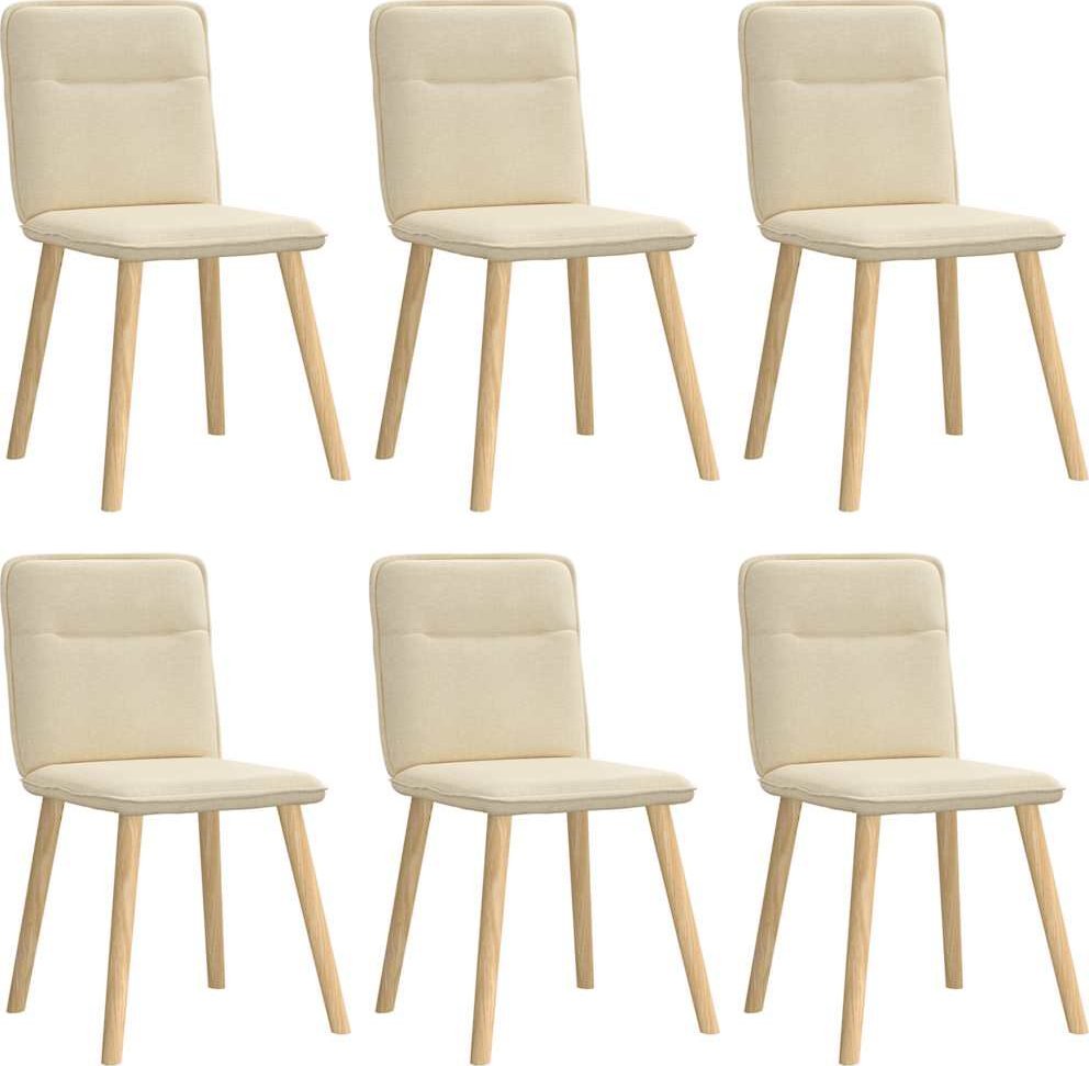 Krzesła stołowe, 6 szt., kremowe, tapicerowane tkaniną