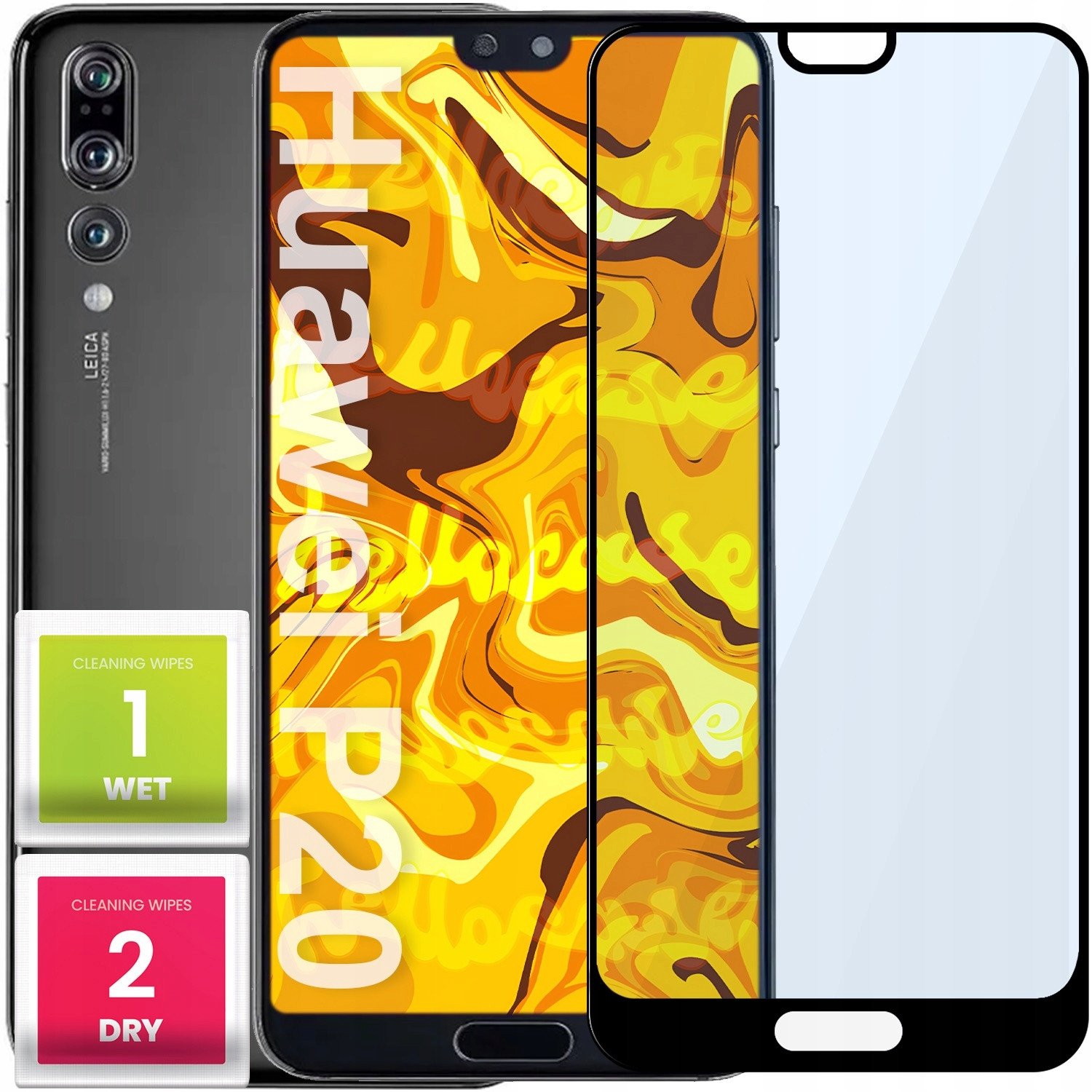 SZKŁO HARTOWANE DO HUAWEI P20 PEŁNE NA CAŁY EKRAN SZKIEŁKO OCHRONNE SZYBKA