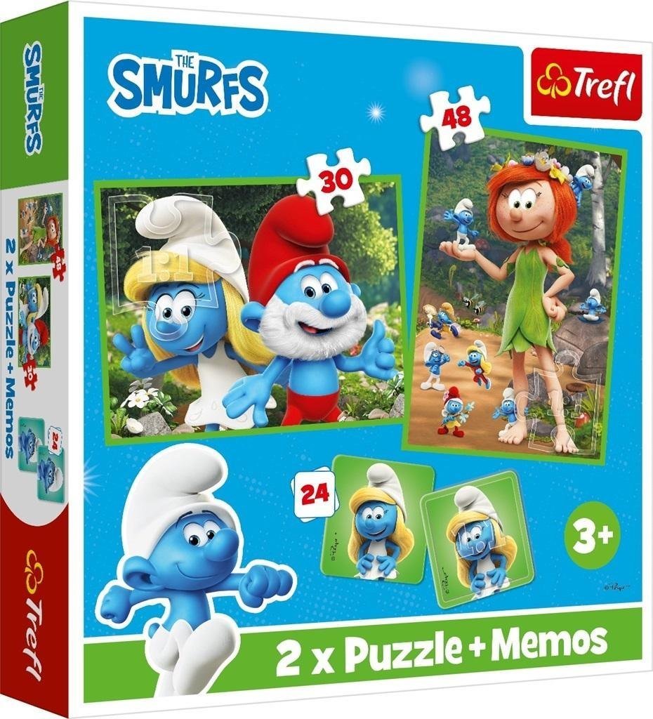 Trefl Puzzle 2w1 + Memory Wesołe zabawy Smerfów - łącznie 78 elementów