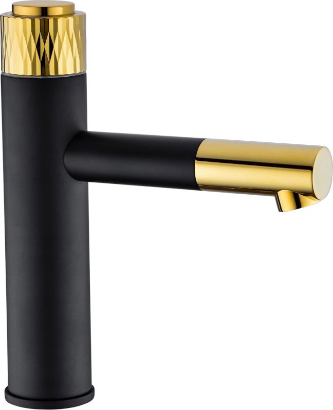 Bateria umywalkowa Mexen Diamond stojąca czarny mat + złoto