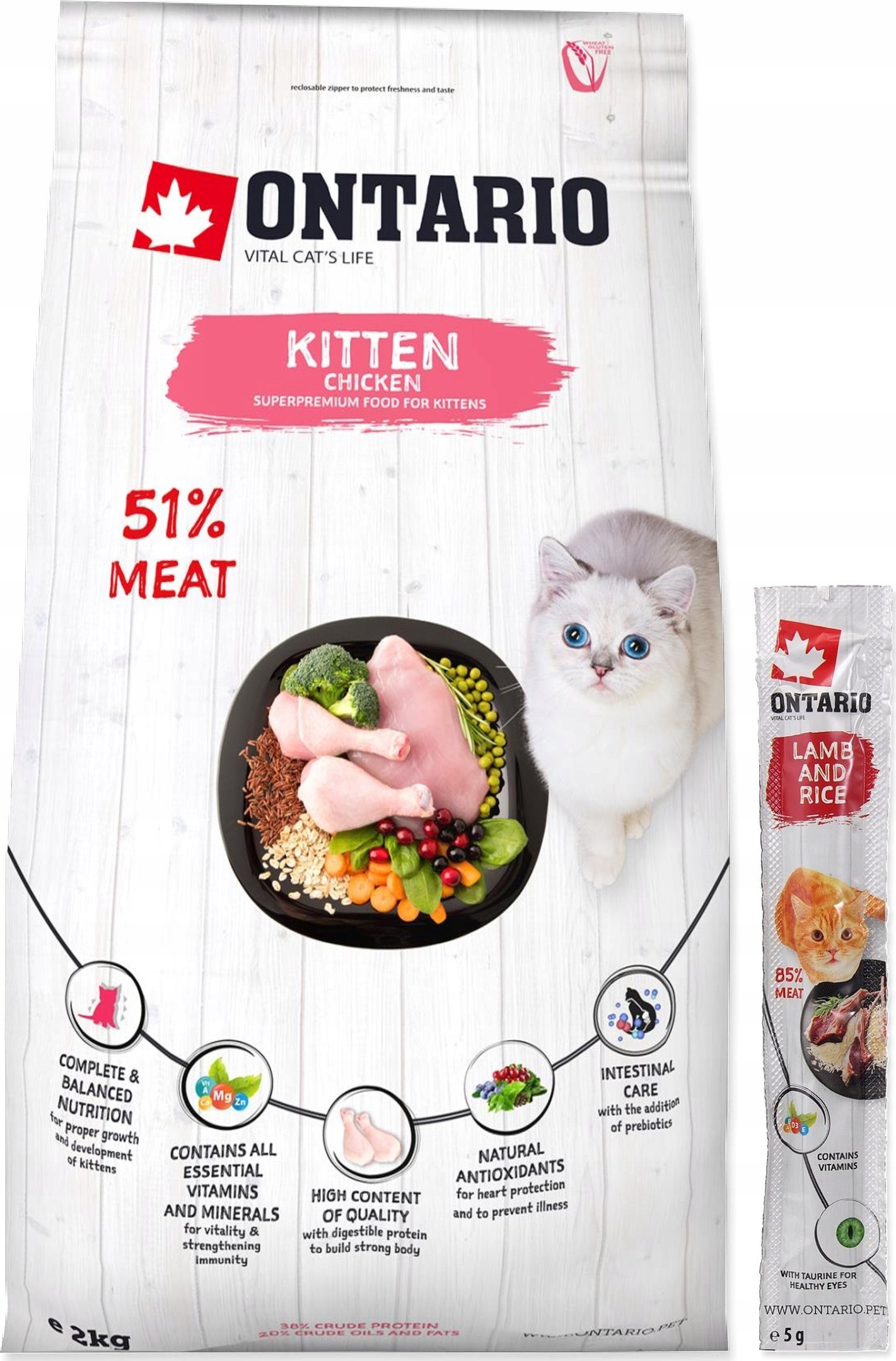 ONTARIO Ontario Kitten vištiena 2kg (Kačiukams su vištiena)