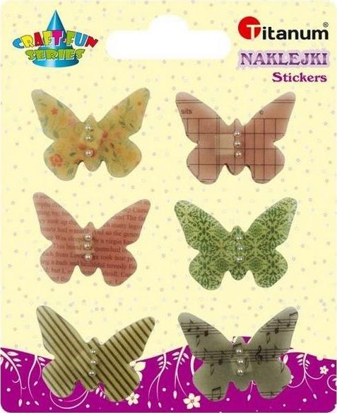 Titanum Naklejki foliowe 3D motyle 32x24mm mix 6szt