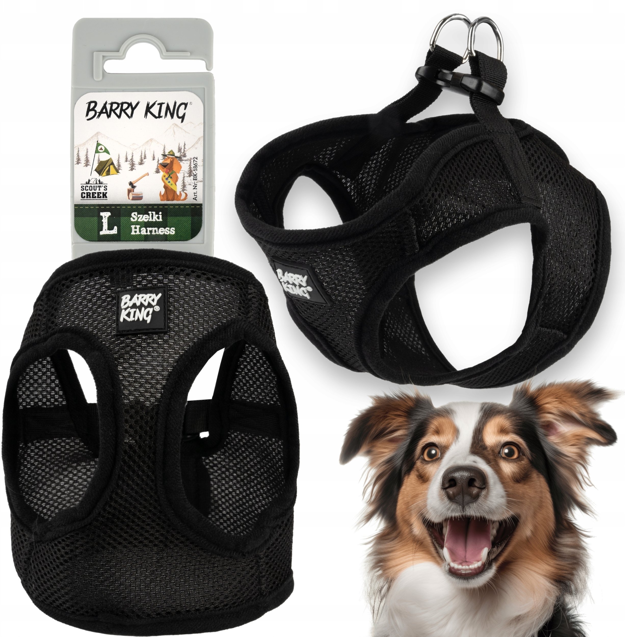 Kontext Szelki dla psa czarne bezuciskowe L