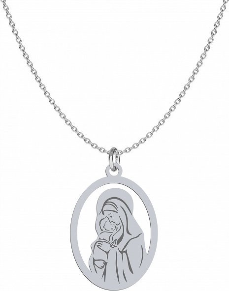 Radziszewska Jewellery Naszyjnik Srebrny z Medalikiem Matka Boska 925 Pancerka Prezent GRAWER