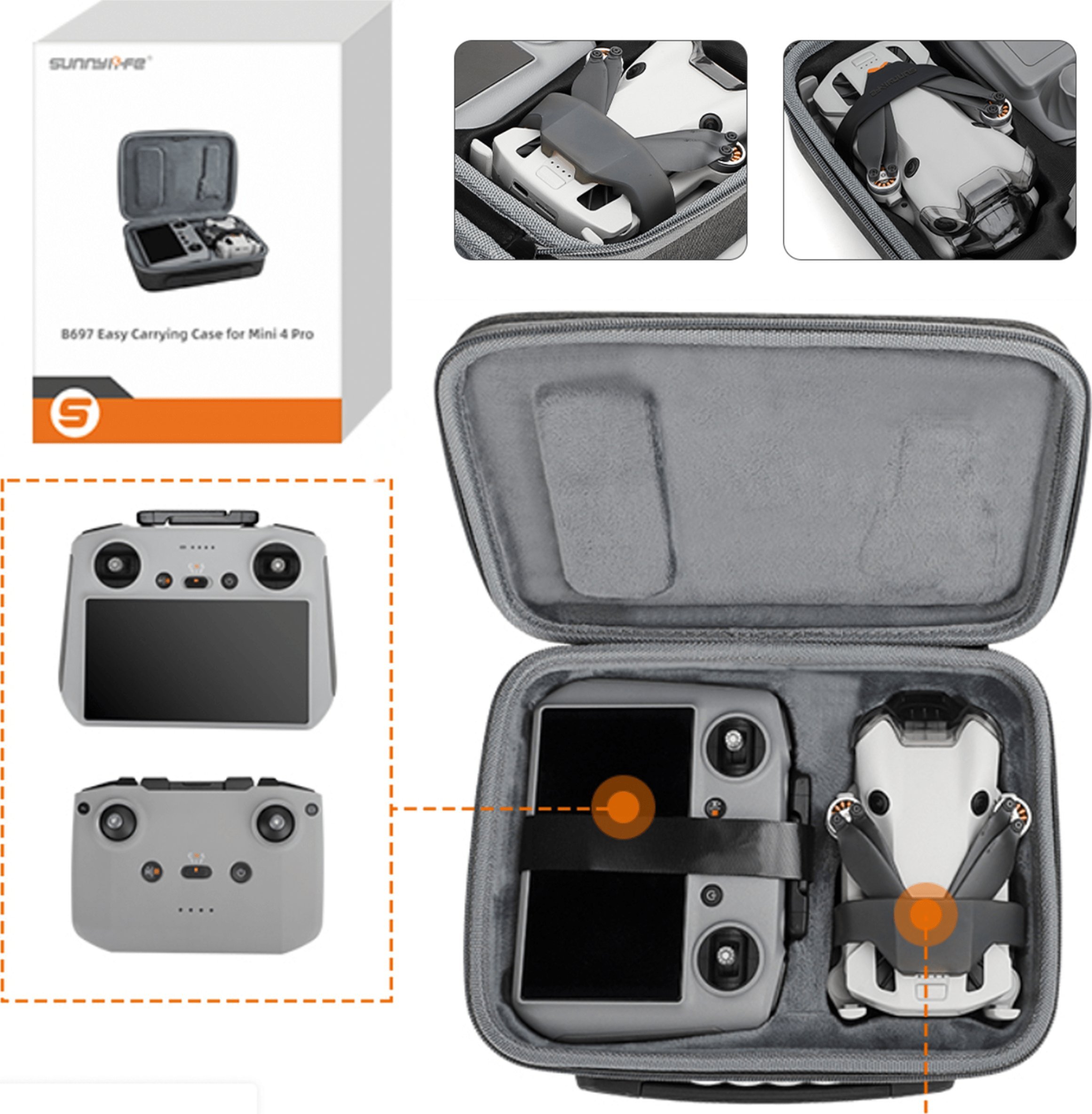 SunnyLife FUTERAŁ HARD CASE ETUI POKROWIEC DLA DRONA DJI MINI 4 PRO