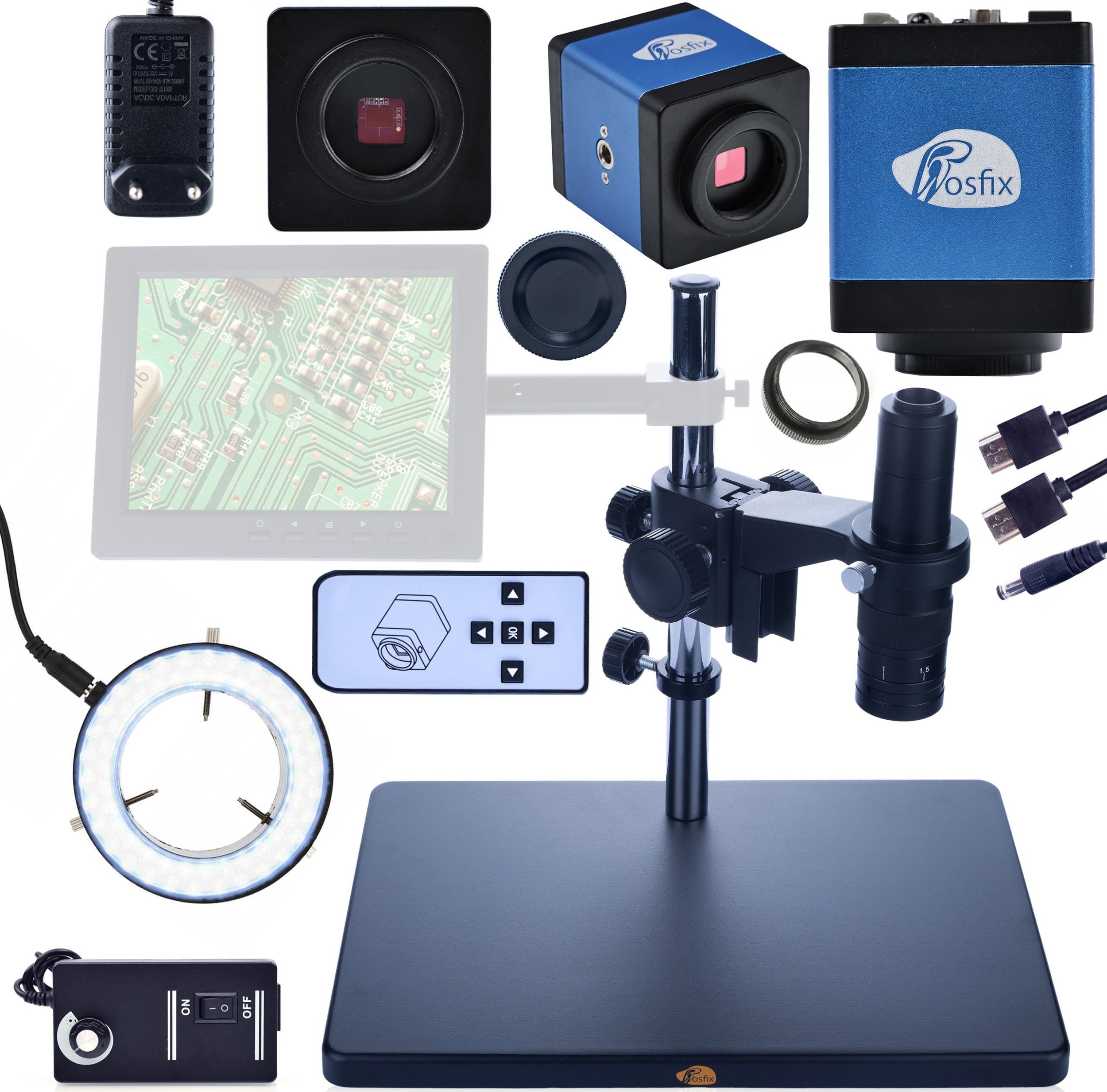 Mikroskop Rosfix MIKROSKOP CYFROWY DO LUTOWANIA KAMERA ROSFIX 4K 16MP ZESTAW DRACO BLUE XXL