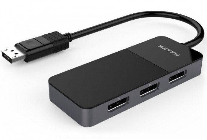 PREMIUMCORD ADAPTER MST DISPLAYPORT 1.4 NA 3X DISPLAYPORT 1.4 DO MONITORÓW DO 8K @ 60HZ (TRZY RAZY 4K), PRZEDŁUŻONY + MIRROR + DUPLICATE, CZARNY ()