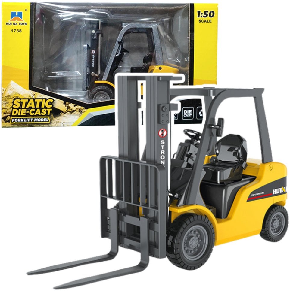 Wózek Widłowy Metalowy Ruchome Widły Huina Żółty 1:50