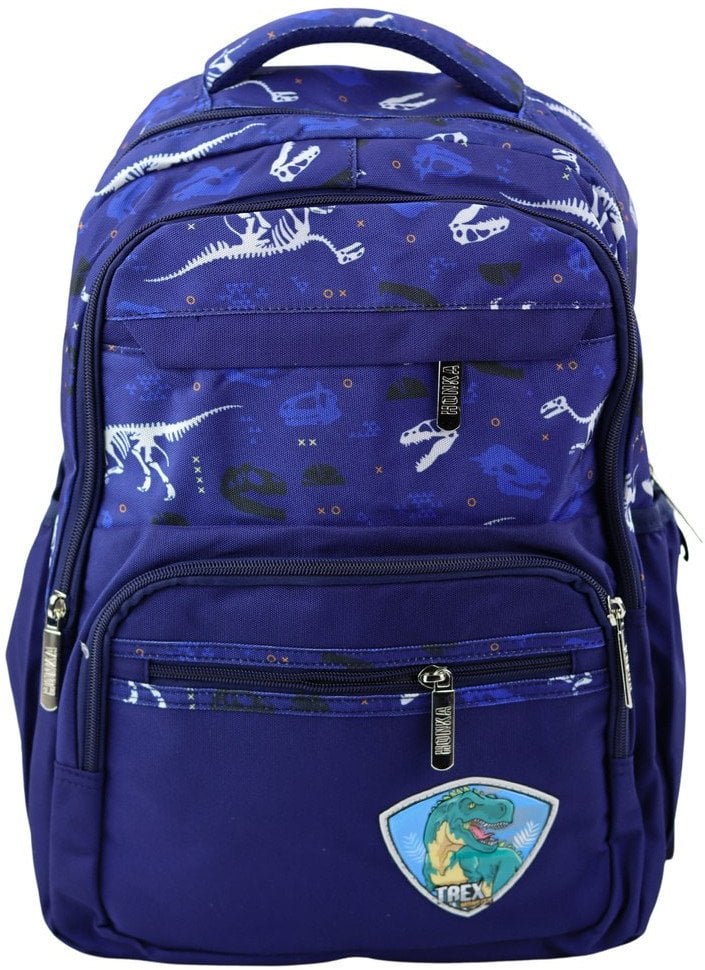 Plecak Szkolny Dinozaury Naszywka T-Rex Pas Piersiowy Granatowy 20L