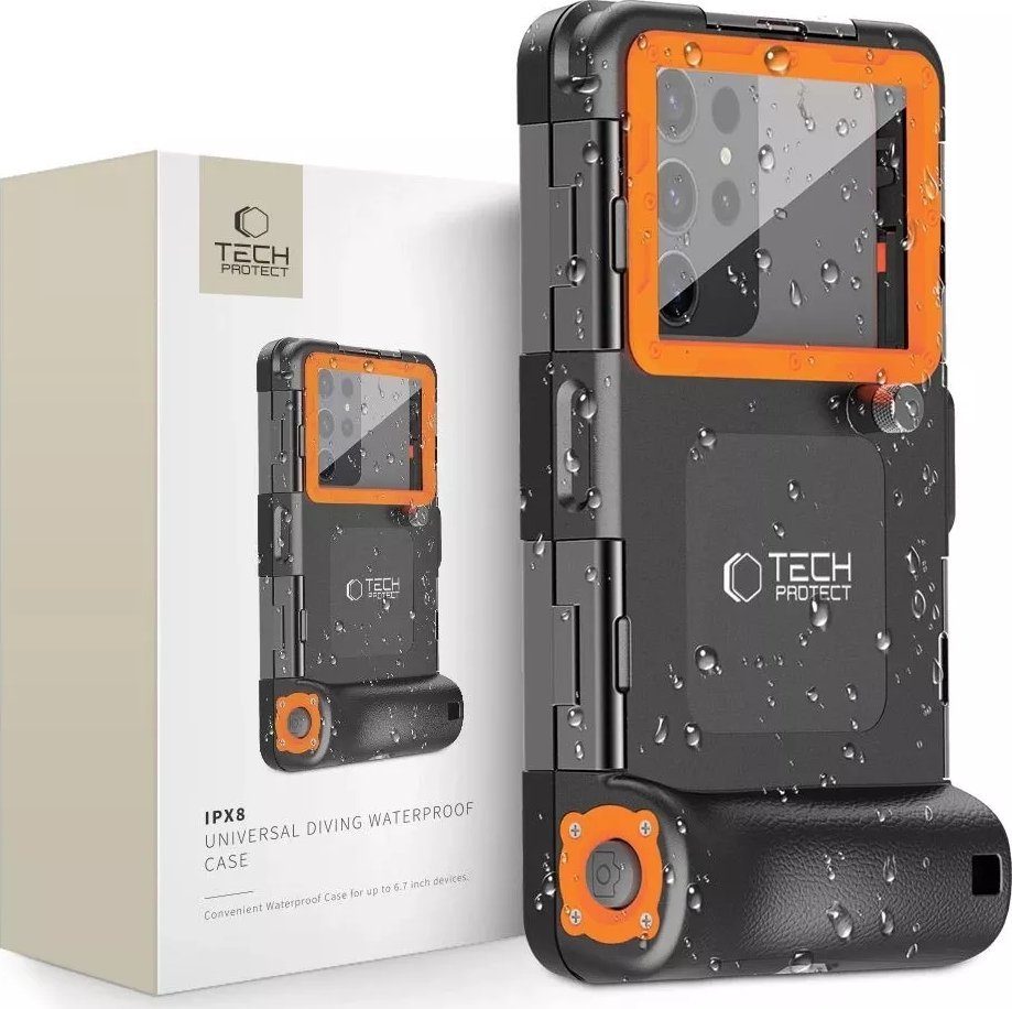 Tech-Protect IPX8 UNIVERSAL DIVING WATERPROOF CASE BLACK/ORANGE
