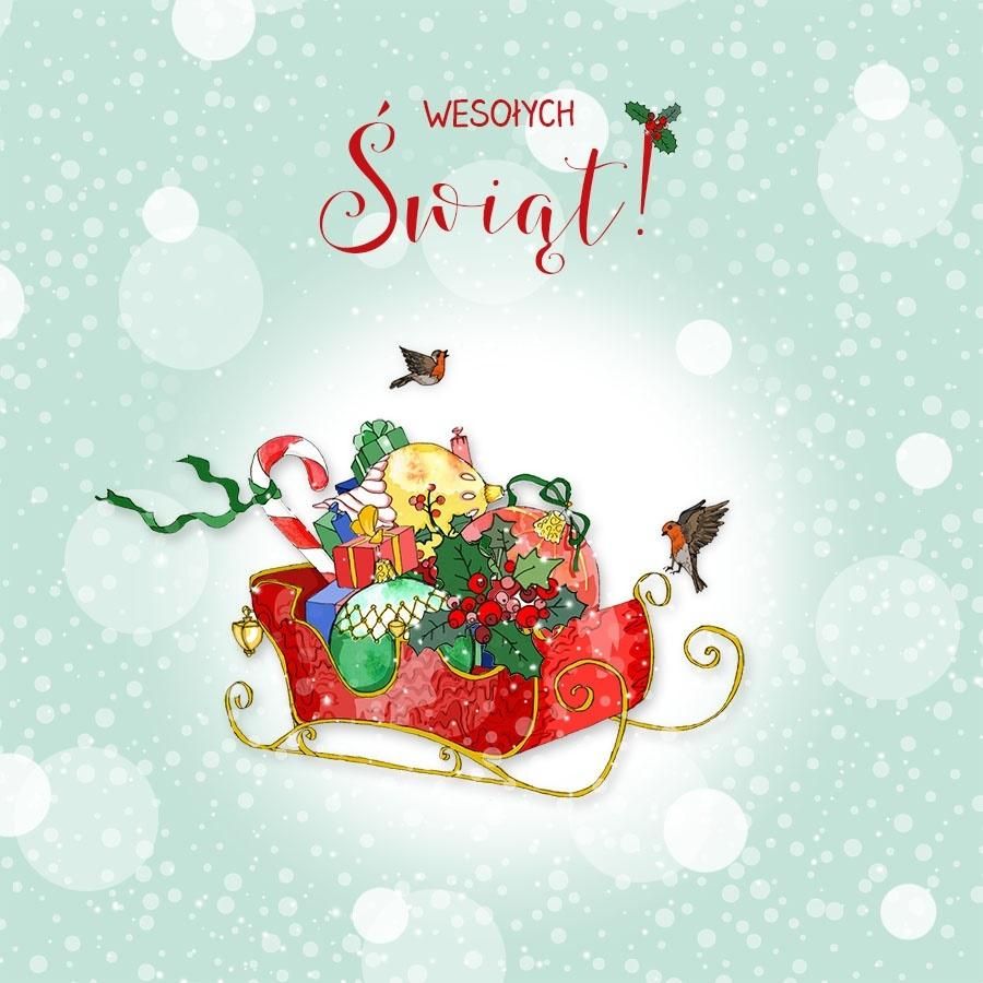 Clear Creation Karnet Swarovski kwadrat CL3507_PO Święta Sanie