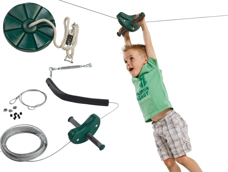 KBT Zjazd linowy na plac zabaw + plastikowe siedzisko kwiatek zielona