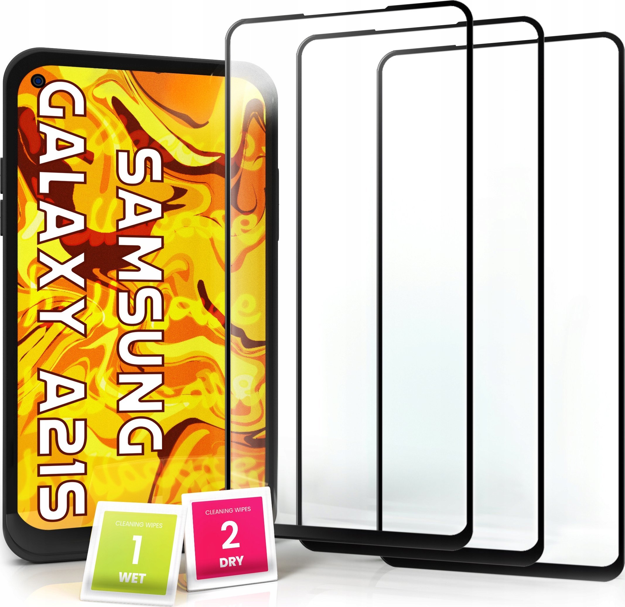 Hello Case 3-pak SZKŁO HARTOWANE DO Samsung Galaxy A21s na cały ekran 9H ochronne 5D