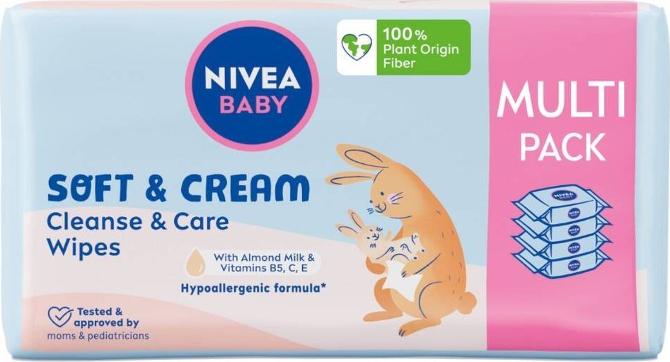 Nivea Chusteczki nawilżane Soft & Cream 4x57 szt.