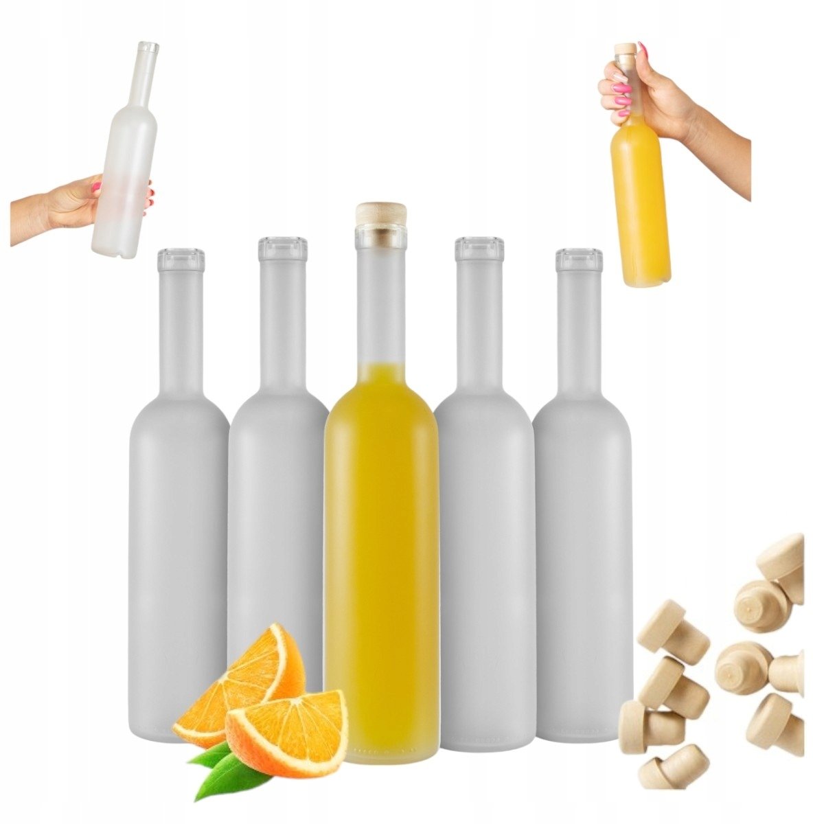 Bimberek 5X Butelka SZRONIONA SZKLANA FUTURA 500ml + korek NA NALEWKI 0,5l