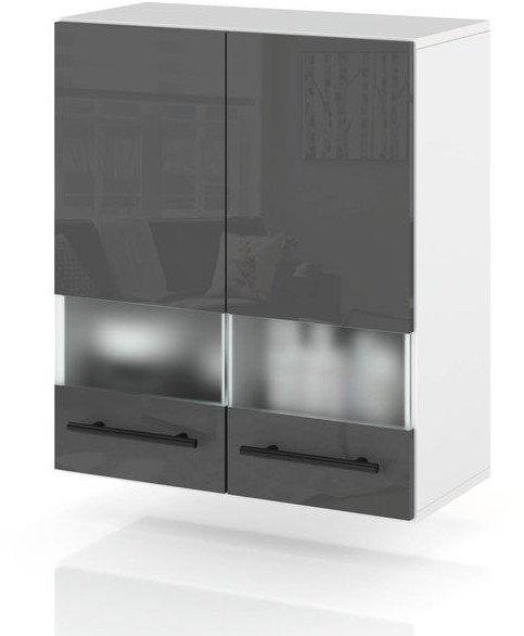 Szafka Kuchenna Wisząca Witryna Klapowa 60cm Spremium Szary Połysk