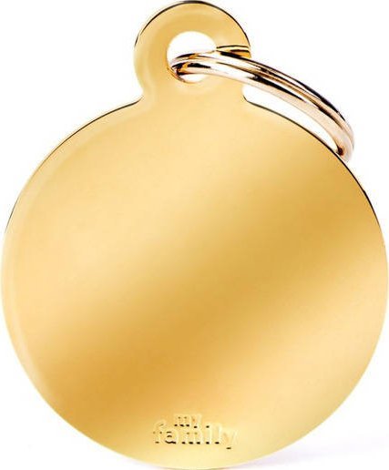 Zawieszka Adresówka Identyfikator z grawerem dla psa i kota duże koło złote