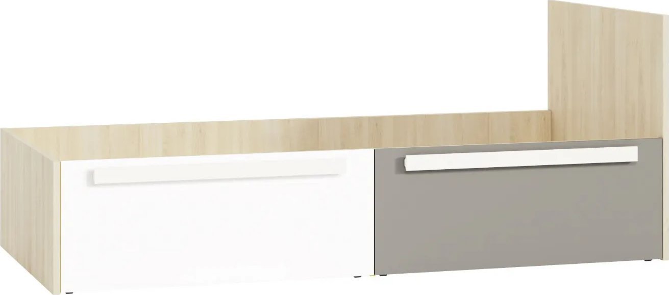 ML Meble Łóżko DOT 90x200 buk/białe/szare z szufladami ML MEBLE