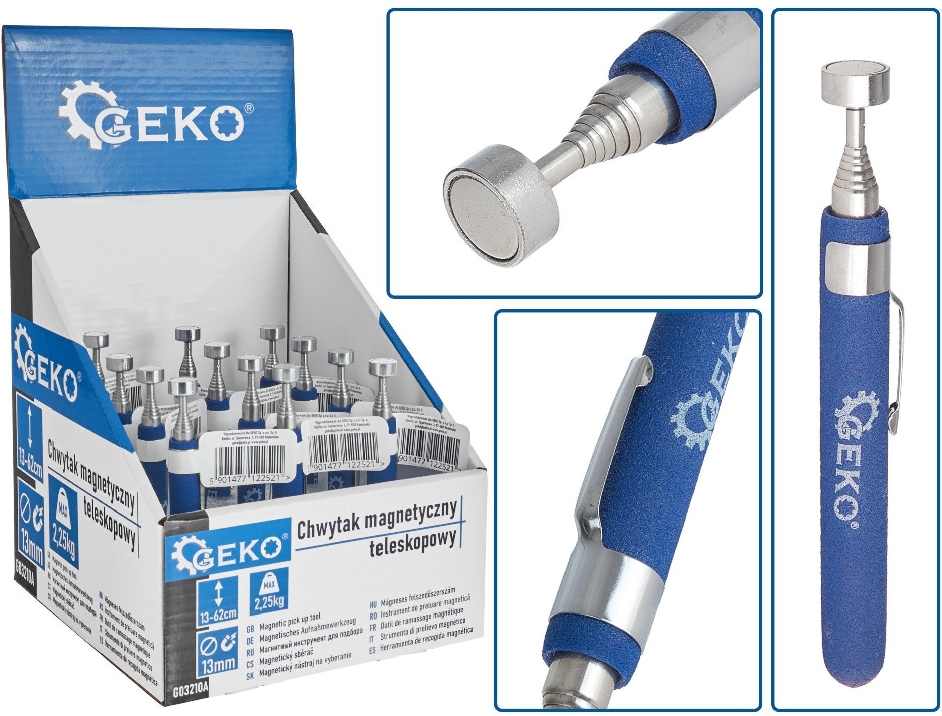 Chwytak magnetyczny teleskopowy 2,25kg/62cm – kartonik wystawowy (12/48)