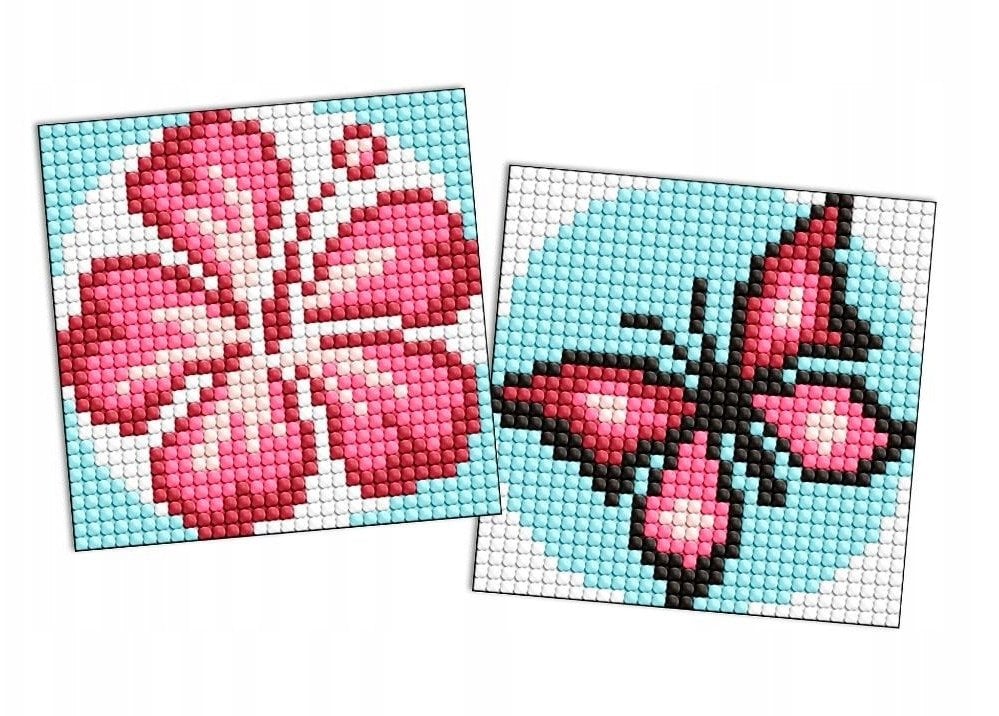 Diamentowa mozaika na naklejce IDEYKA, 9x9 cm, kids, kolor różowy, 2 szt.