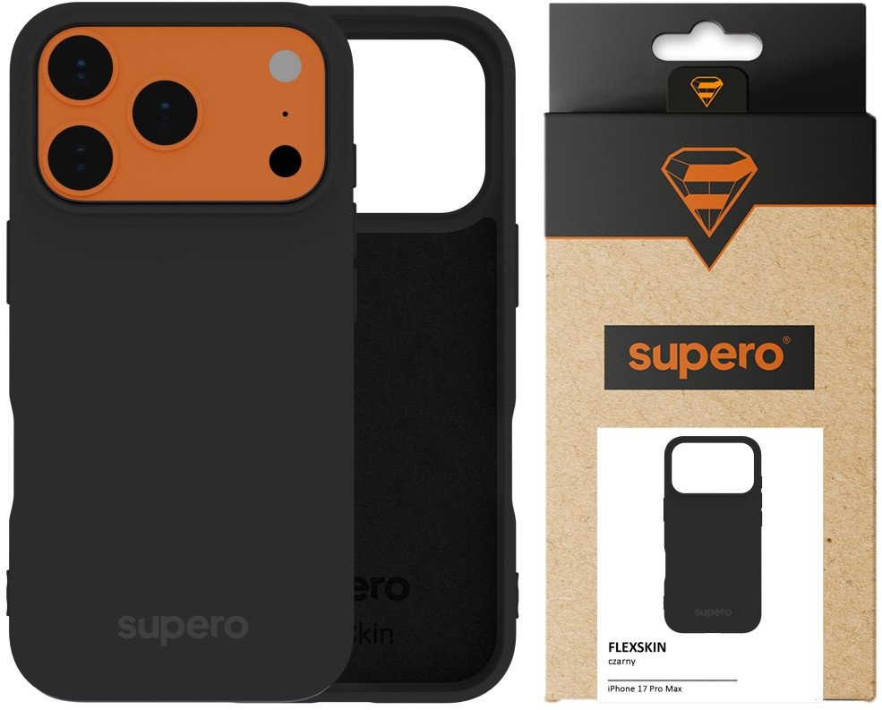 Etui silikonowe Supero FlexSkin do iPhone 17 Pro Max, czarne