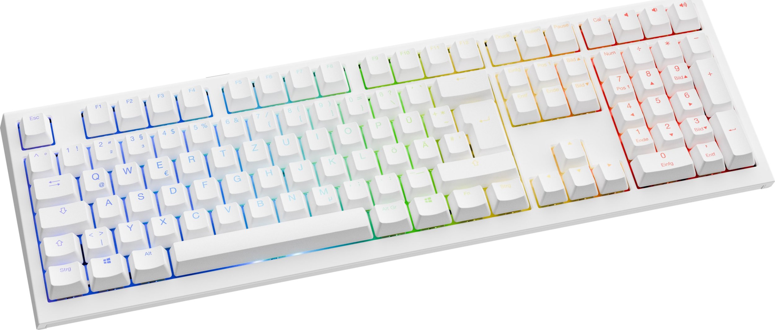 Ducky One X Wireless Gaming-Tastatur, induktiv, Hot Swap, RGB - Ducky Inductive Switch, ISO (DE), weiß