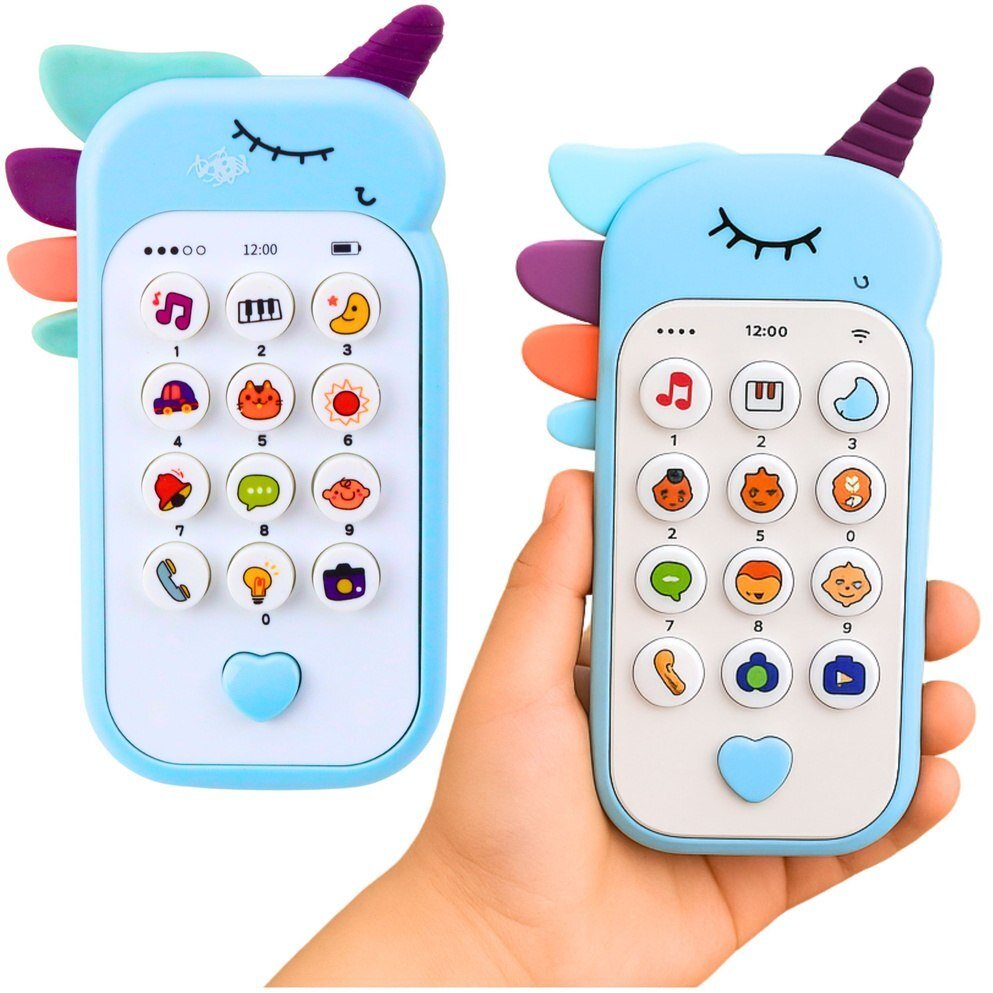 Dziecięcy Telefon Edukacyjny Światła Dźwięki Melodie Niebieski