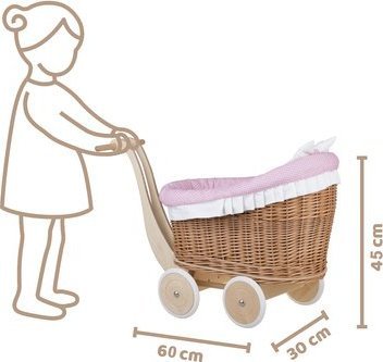WickerPL Wiklinowy wózek dla lalek 60x30 H45 cm