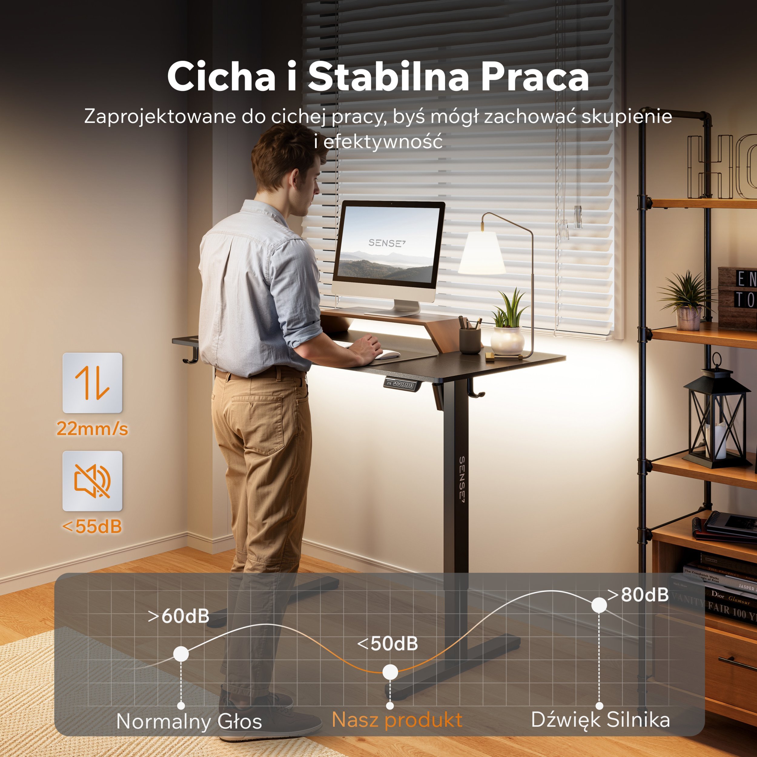 Biurko SENSE7 NOJO LIGHT Czarne 120 cmx60 cm