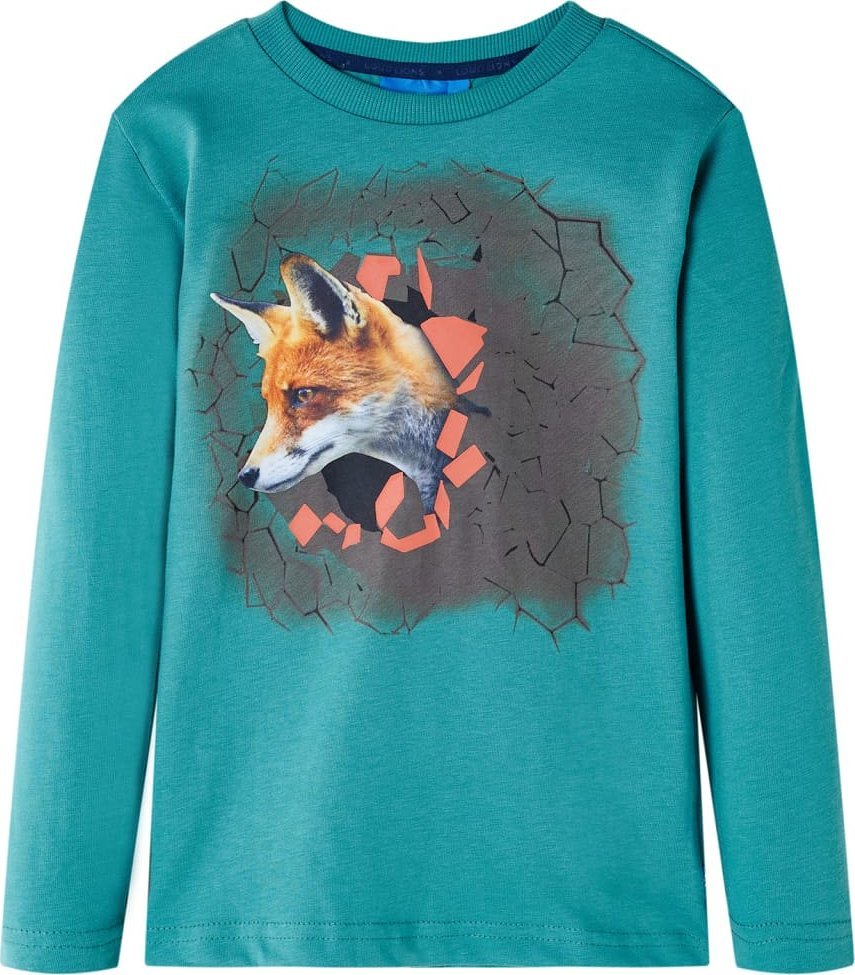 vidaXL Koszulka dziecięca z długimi rękawami, ciemna akwamaryna, 116