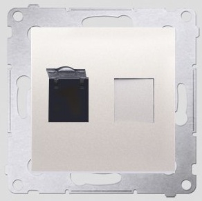 Kontakt-Simon Gniazdo komputerowe SIMON54 pojedyncze RJ45 kat.6 z przesłoną kremowe - D61.01/41