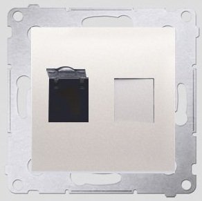 Kontakt-Simon Gniazdo komputerowe SIMON54 pojedyncze RJ45 kat.6 z przesłoną kremowe - D61.01/41
