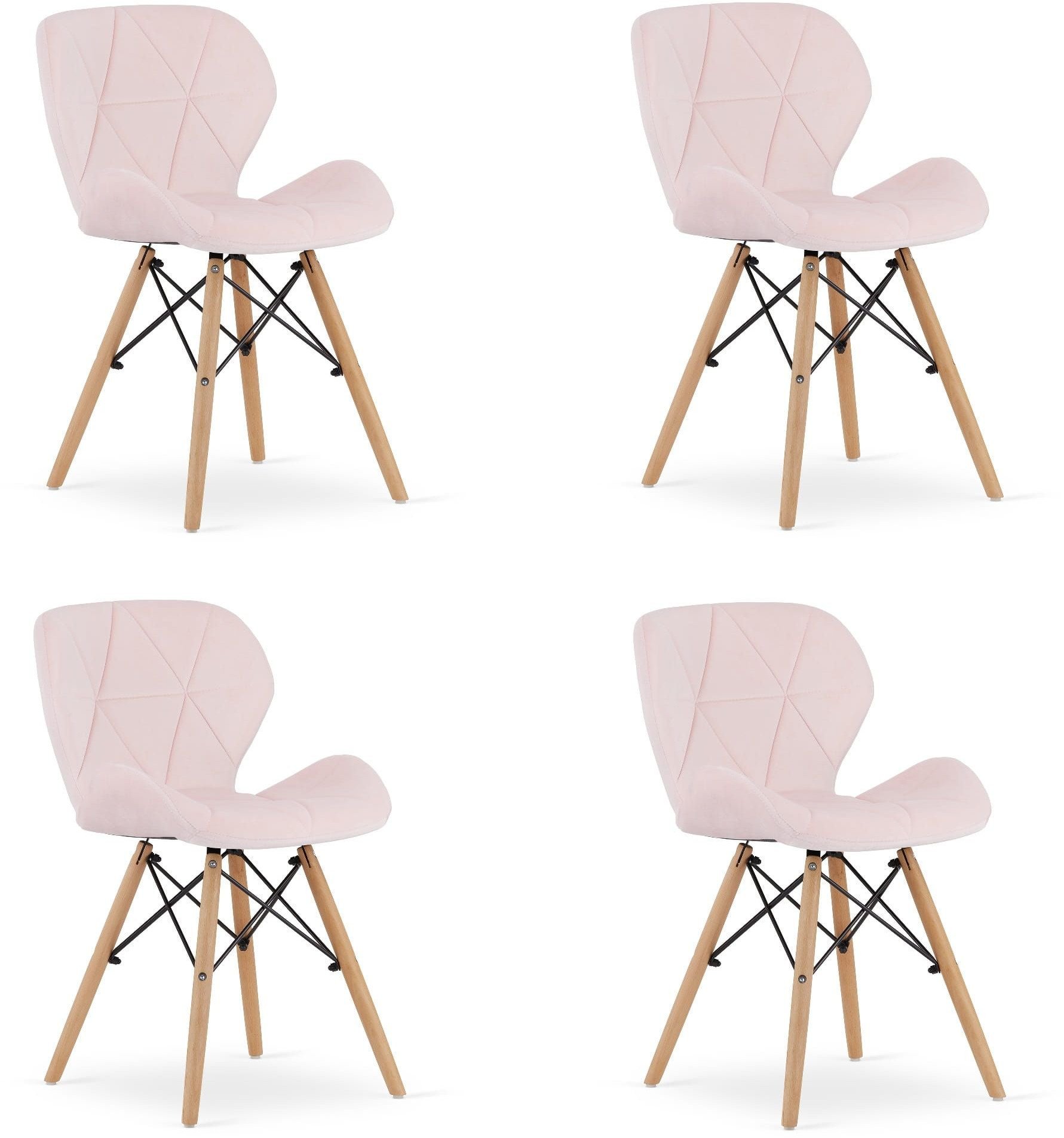 Krzesło tapicerowane skandynawskie różowe LAGO 4 szt. loft nowoczesne