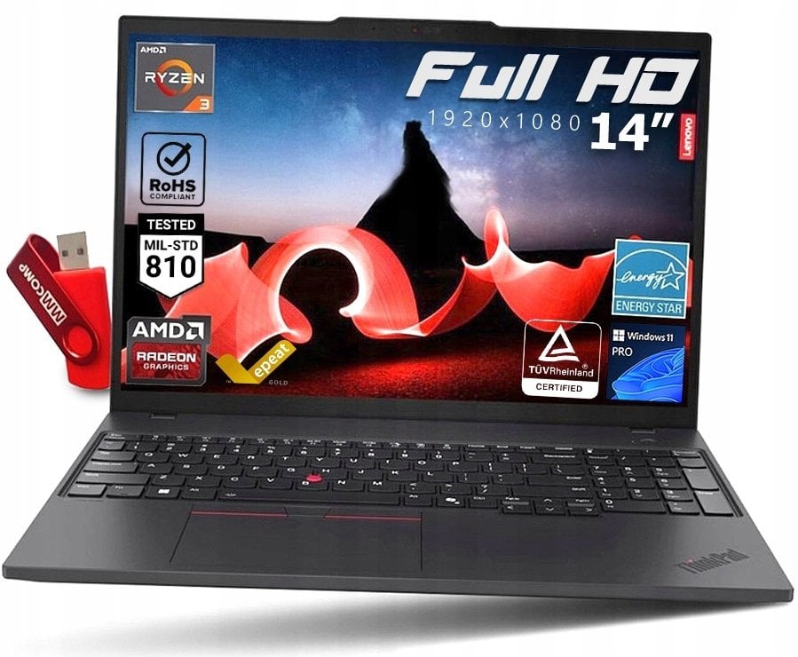 Laptop Lenovo Laptop ThinkPad L14 G4 Ryzen 3 PRO 16GB 512GB SSD FHD IPS DO BIURA