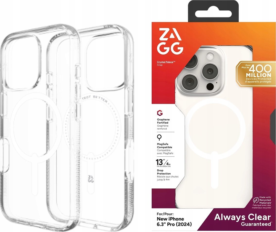 Zagg International ZAGG Crystal Palace Snap - obudowa ochronna do iPhone 16 Pro kompatybilna z MagSafe (clear)
