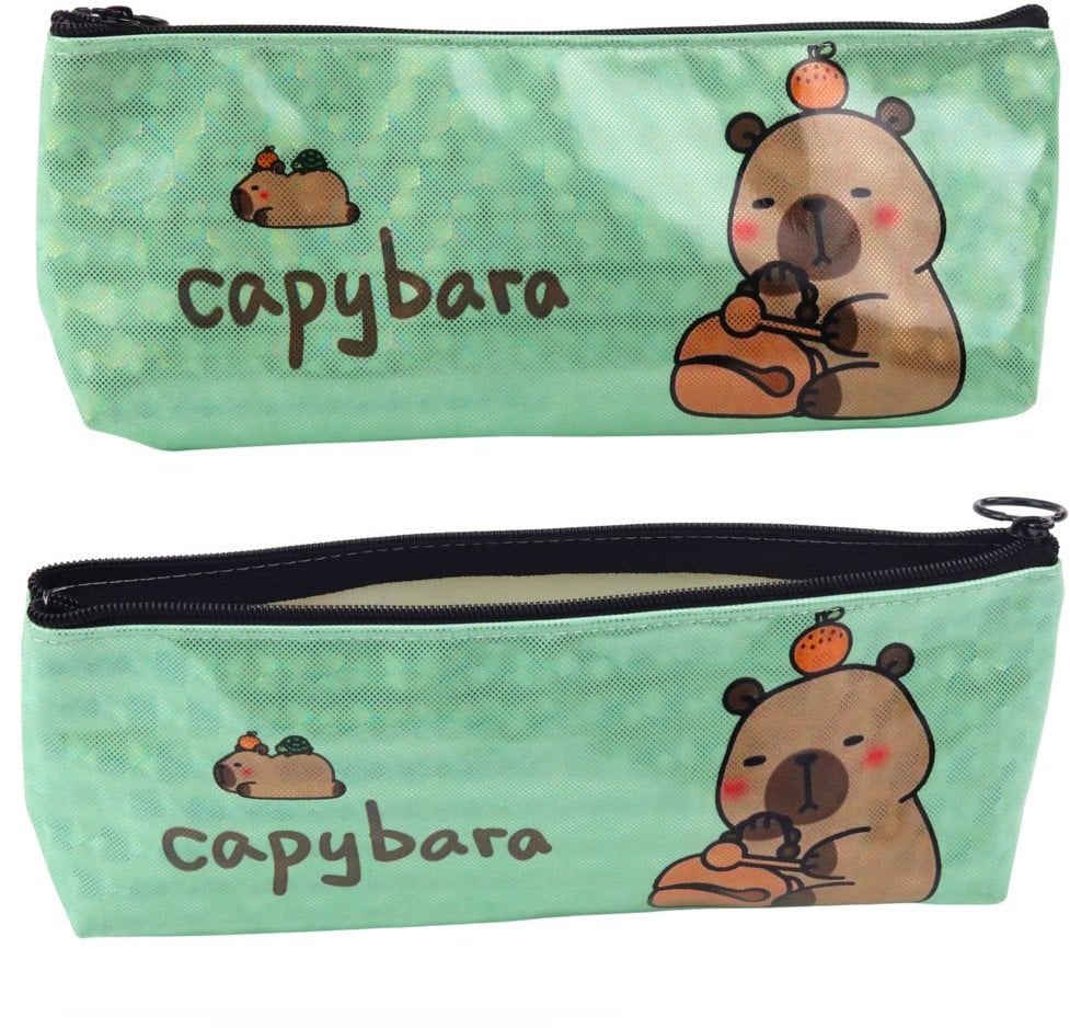 Piórnik Szkolny Kapibara Metaliczny Mieniący Się Zielony