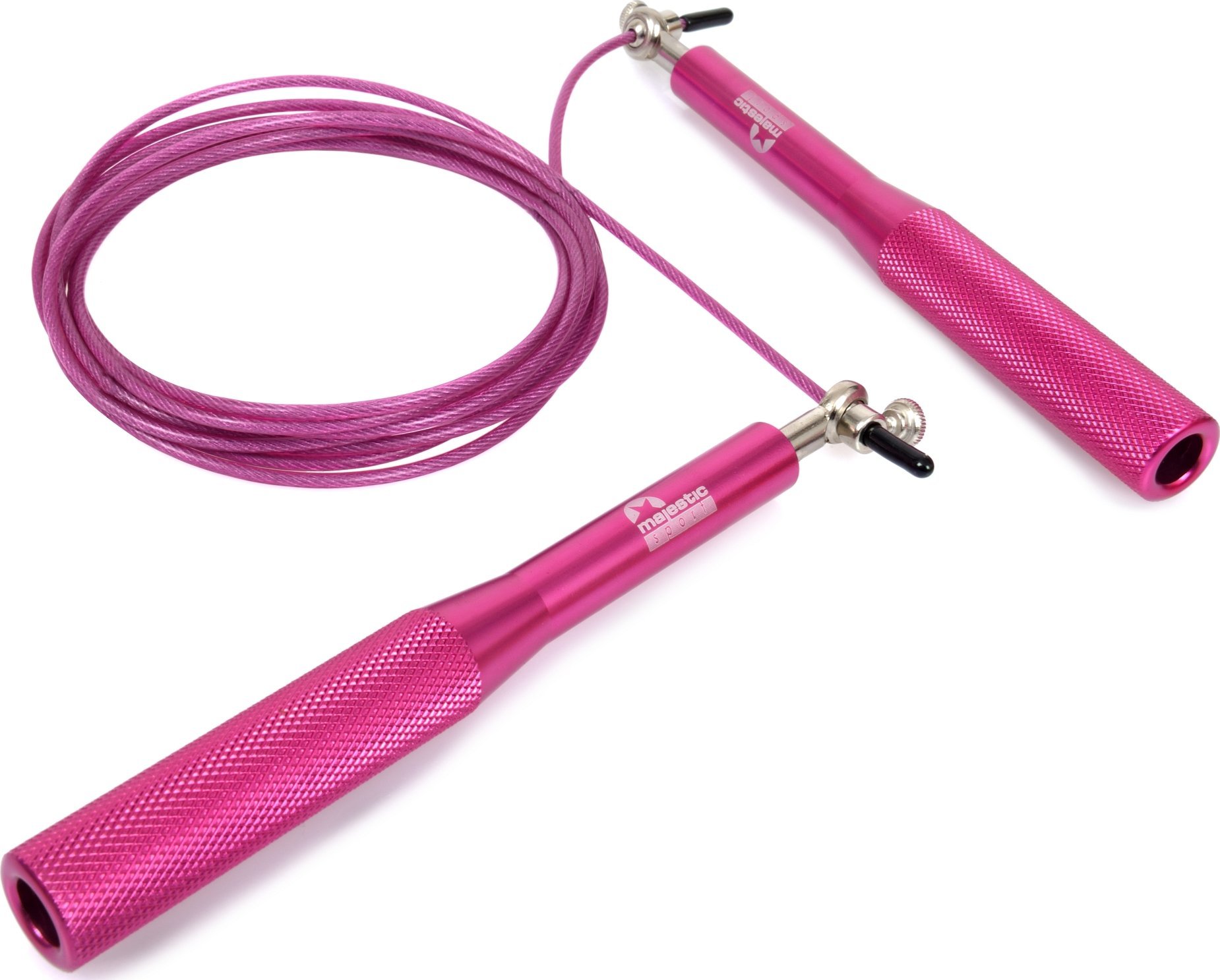 Skakanka stalowa Majestic Sport z łożyskami różowa