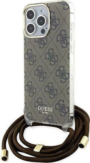 Guess Guess GUHCP15LHC4SEW iPhone 15 Pro 6.1" brązowy/brown hardcase Crossbody Cord 4G Print