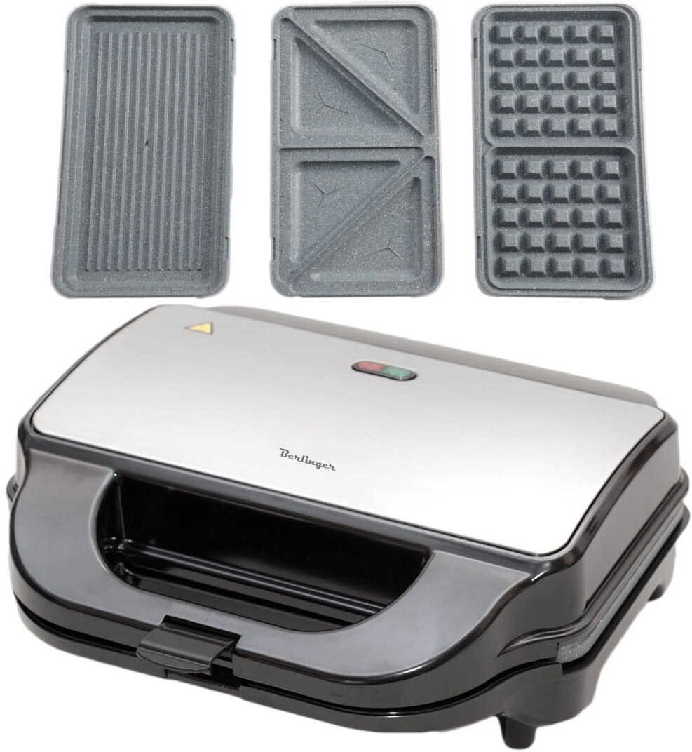 Gofrownica Toster Grill - Opiekacz 3 w 1 | MAX2100W | marmurkowe płytki