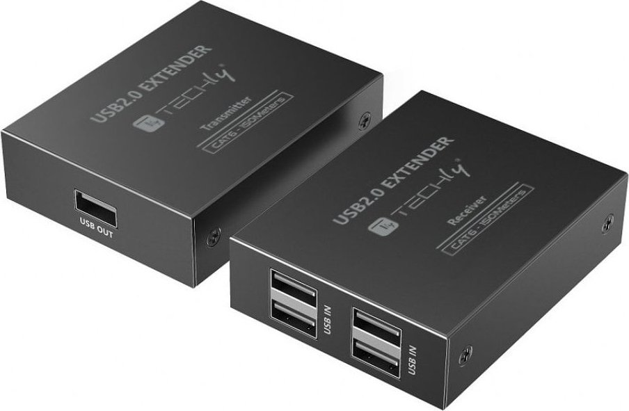 HUB USB Techly Extender / HUB 4-Portowy USB 2.0 Cat6 do 150m